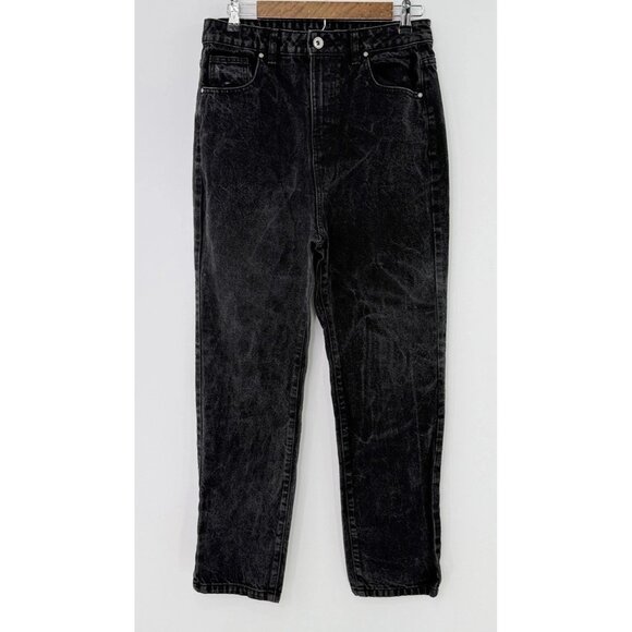 Boohoo Women’s Tapered Black 100% Cotton High Rise Jeans Sz 8 Mom Jeans 90’s - Picture 1 of 9